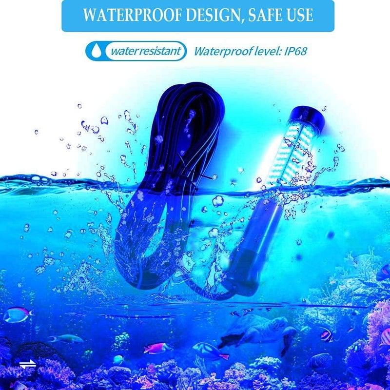 BLUERICE Submersible Fish Finder, Underwater Lure Bait Light, Fish Attracting Lamp, Night Fishing Light, Boat Fishing Light, Pool Light 12V 10.8W 180 LEDs 1080 Luminous IP68 with 5M Cord - Image 4